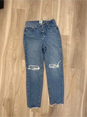 BDG Medium Blue Straight-Leg Distressed Jeans